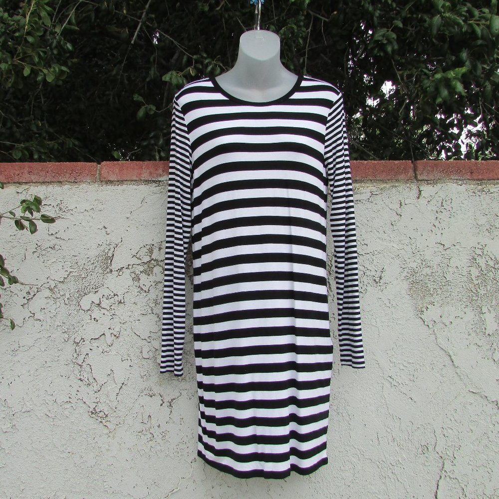 MICHAEL Michael Kors black white stripe dress M